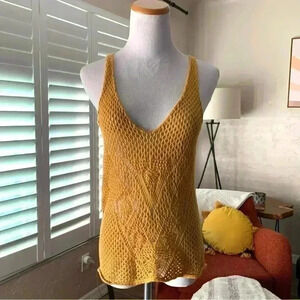 F21 mustard crochet tank top